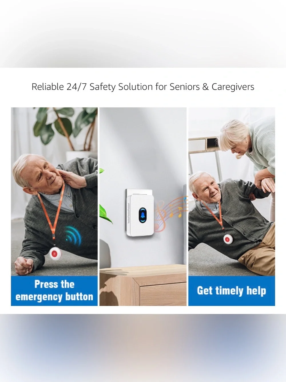 Caregiver Pager Wireless Call Button for Seniors, Disabled, & Elderly Fall Alert - Picture 13 of 16